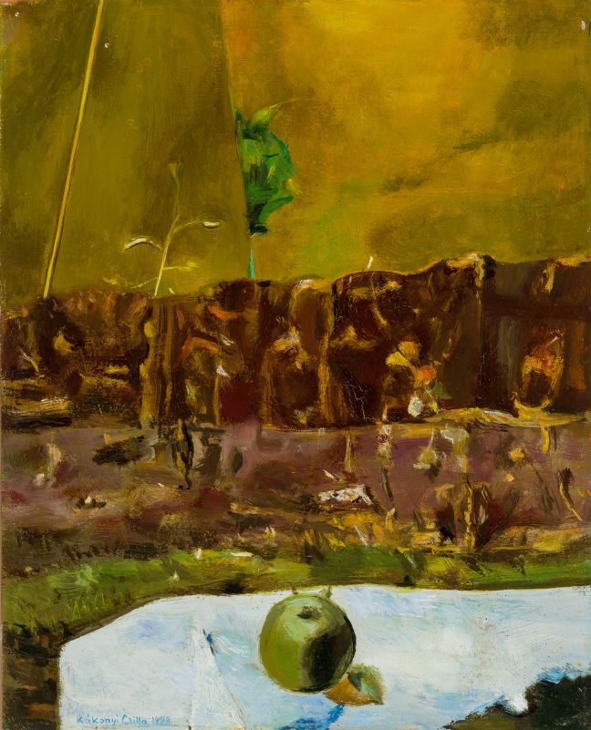KÁKONYI Csilla (1940) - Still Life with Green Apple, 1988