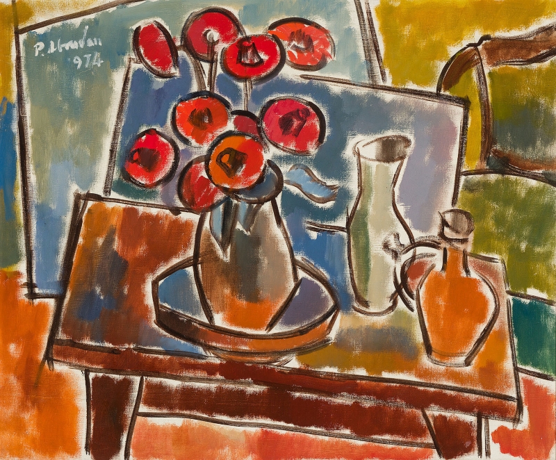 Petre ABRUDAN (1907-1979) - Still Life with Red Flowers, 1974