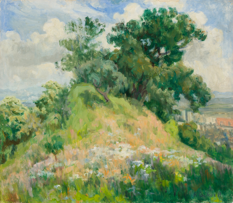 K. CSIKOS Antónia (1887-1987) - Domb gesztenyefákkal, Nagybányán